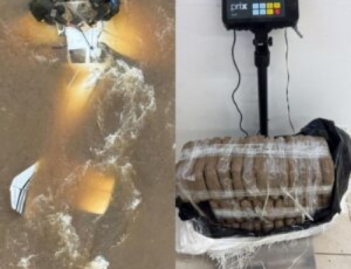 PF e FAB apreendem aeronave com 25kg de drogas após pouso forçado no rio Uraricoera em Roraima