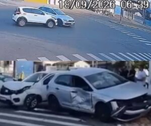 Carro invade preferencial e é atingido por outro veículo no Centro de Boa Vista; veja vídeo