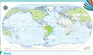 IBGE disponibiliza série de mapas-múndi com Brasil no centro